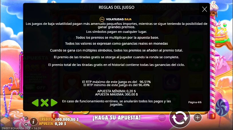 Sweet Bonanza Dice — RTP y volatilidad